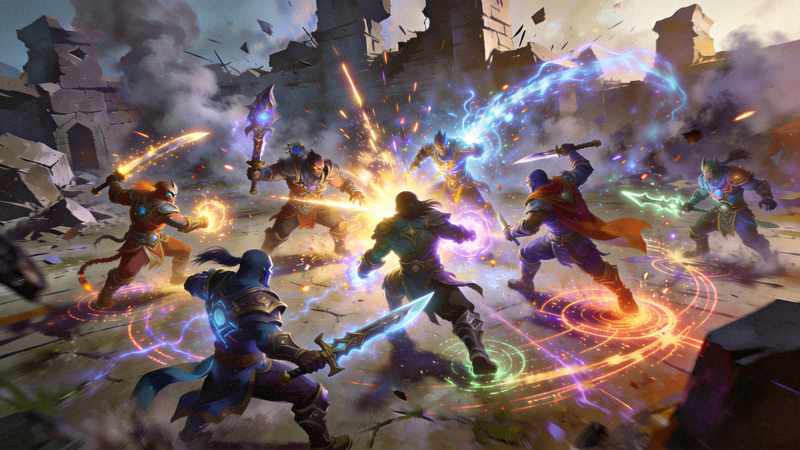 DOTA2游戏画面，展示英雄团战场景